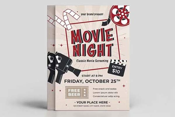 Editable Movie Night Flyer Templates – Free & Premium PSD, Ai, Word, Doc, InDesign, Vector, EPS, PNG, Formats Download